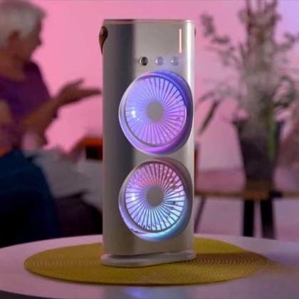 Imagem de Mini Climatizador Duplo Giratório Ventilador Ar Condicionado