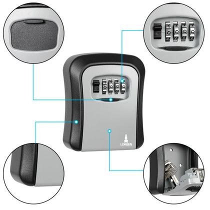 Imagem de Mini Cofre de Parede com Segredo Lorben Senha Alterável Guarda Chaves Pequenos Objetos