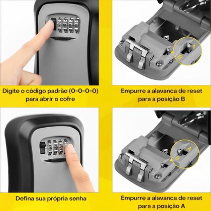 Imagem de Mini cofre de parede guarda dinheiro joias chaves objetos pequenos com senha segredo discreto