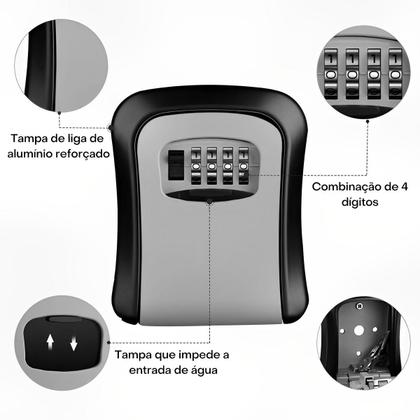 Imagem de Mini cofre de parede guarda dinheiro joias chaves objetos pequenos com senha segredo discreto