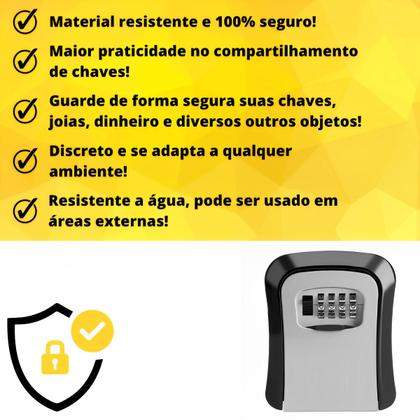 Imagem de Mini cofre de parede guarda dinheiro joias chaves objetos pequenos com senha segredo discreto