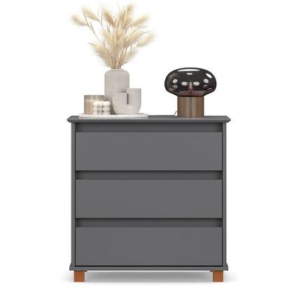 Imagem de Mini Cômoda Para Quarto 3 Gavetas Prisma Cinza