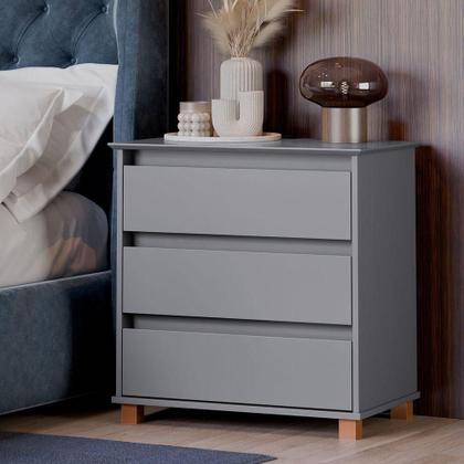 Imagem de Mini Cômoda Para Quarto 3 Gavetas Prisma Cinza
