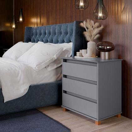 Imagem de Mini Cômoda Para Quarto 3 Gavetas Prisma Cinza