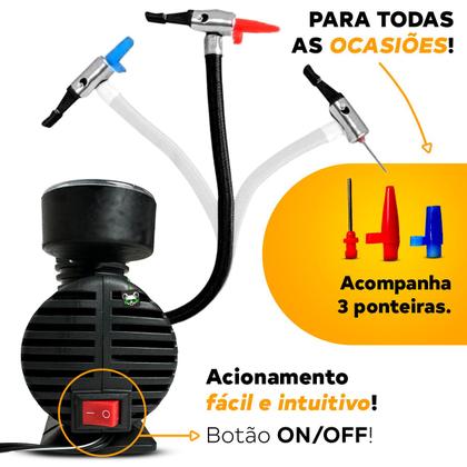 Imagem de Mini Compressor Ar Automotivo Portátil Multiuso 12v Techone + 3 Bicos adaptadores