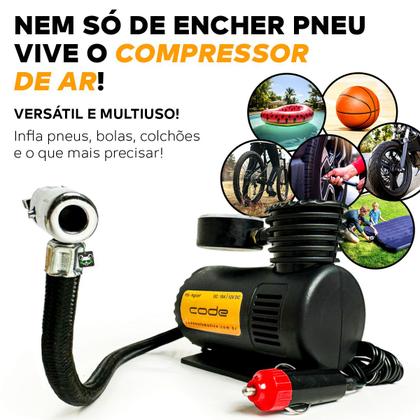 Imagem de Mini Compressor Ar Automotivo Portátil Multiuso 12v Techone + 3 Bicos adaptadores