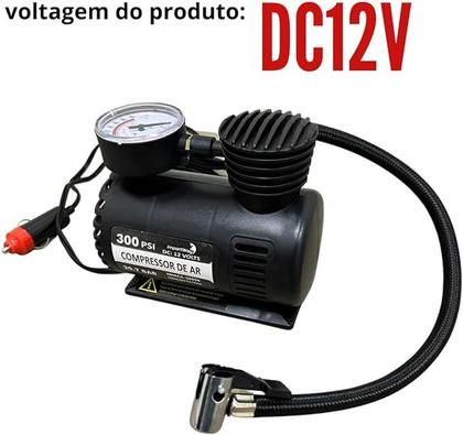 Imagem de Mini Compressor Ar Portátil 12V 3 Adaptadores Bomba de encher e calibrar pneus