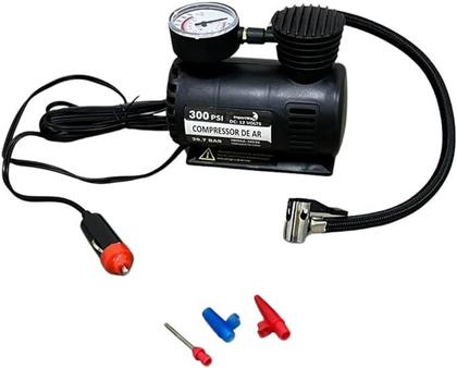 Imagem de Mini Compressor Ar Portátil 12V 3 Adaptadores Bomba de encher e calibrar pneus