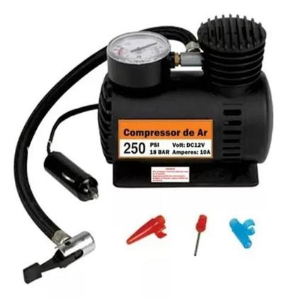 Imagem de Mini Compressor De Ar 12v 250psi Carro Portátil Calibrador