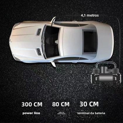 Imagem de Mini Compressor De Ar 12V De Alta Resistência 150PSI Inflador De Pneus De Cilindro Duplo Com Luz LED