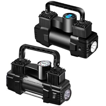Imagem de Mini Compressor De Ar 12V De Alta Resistência 150PSI Inflador De Pneus De Cilindro Duplo Com Luz LED