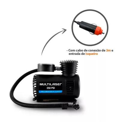 Imagem de Mini Compressor De Ar 12v Vazao 15l/min 250psi 3 Bicos Au601
