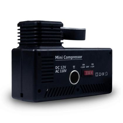 Imagem de Mini Compressor De Ar Automotivo Portátil P/ Encher Pneu 2 Em 1 300psi 12v E 110v 30l/min