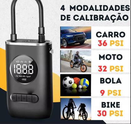 Imagem de Mini Compressor de Ar Digital Portátil Recarregável, Sem Fio e com Display Digital