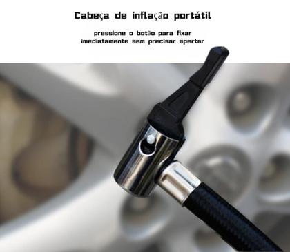 Imagem de Mini Compressor De Ar Portátil 12V Manômetro Para Encher Pneu De Carro Bike Moto 8904 - BOMDER