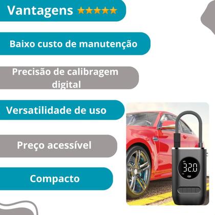 Imagem de Mini Compressor Portátil  Para Pneus de Carro e Moto, Eficiente e Recarregável