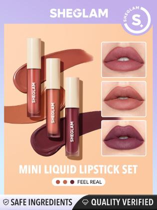 Imagem de Mini conjunto de batom líquido SHEGLAM Matte Allure com óleo de girassol