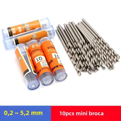 Imagem de Mini Conjunto de Brocas HSS com Haste Reta (2-52mm) - Para Madeira e Aço Inoxidável (10 Peças)