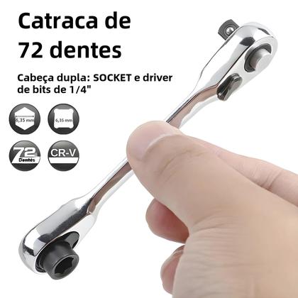 Imagem de Mini Conjunto de Chaves de Catraca de Ponta Dupla 1/4" - Torque Hexagonal