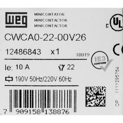 Imagem de Mini Contator Weg Tripolar CWCA0 2NA+2NF 220Vca