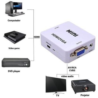 Imagem de Mini Conversor Hdmi P/ Vga Transmite Áudio E Vídeo