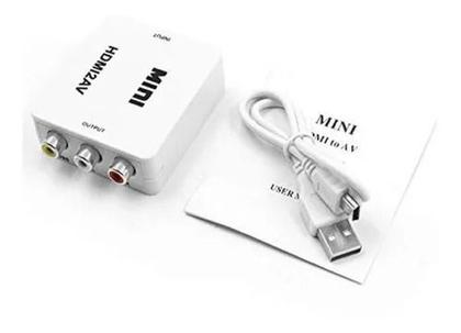 Imagem de Mini Conversor Hdmi X Rca Tv Tubo + Cabos Hdmi Rca 