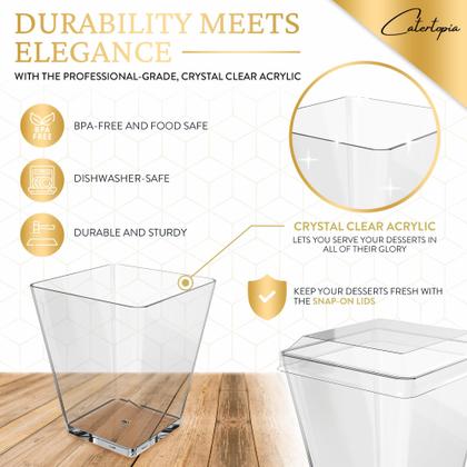 Imagem de Mini copos de sobremesa Catertopia 150 ml com tampas e colheres (pacote com 50)