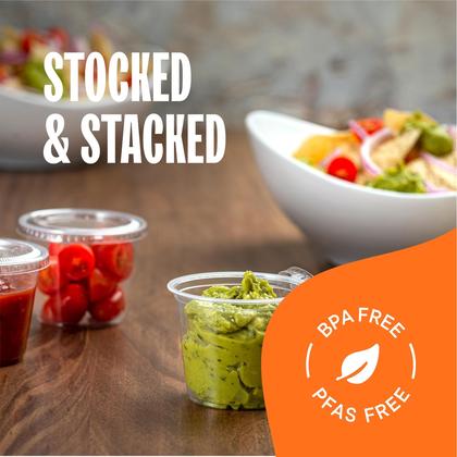 Imagem de Mini copos de suflê de plástico descartáveis com tampas (100 conjuntos de 120 ml)