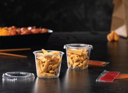 Imagem de Mini copos de suflê de plástico descartáveis com tampas (100 conjuntos de 120 ml)