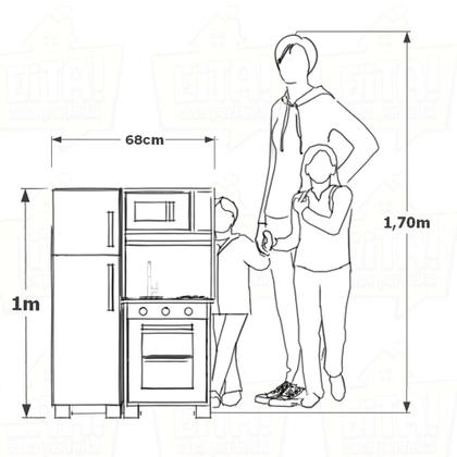 Imagem de Mini Cozinha Infantil com Geladeira Kit Livro Educativo