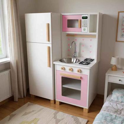 Imagem de Mini Cozinha Infantil com Geladeira Kit Livro Educativo