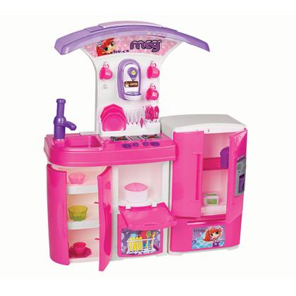 Imagem de Mini Cozinha Infantil Versatil Rosa Menina Completa Geladeira Fogão Pia