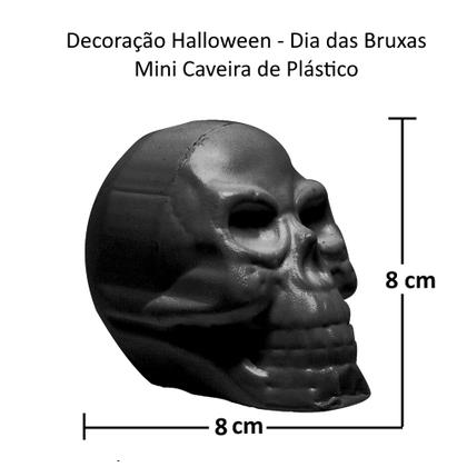 Imagem de Mini Crânio Caveira Decorativa Festa Bruxas Halloween Preta Decoração de Mesa