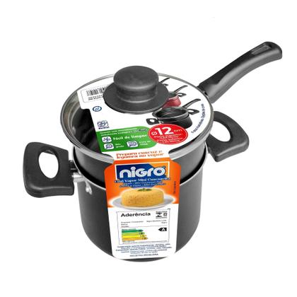 Imagem de Mini cuscuzeira c/ cabo e tampa de vidro vitalita 12cm nigro