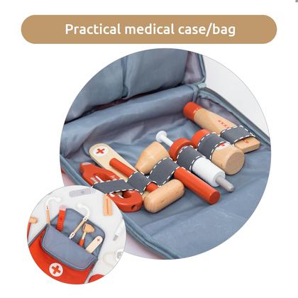 Imagem de Mini de madeira Doctor Kit UMU para crianças com 14 peças de brinquedos médicos