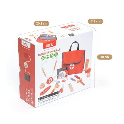 Imagem de Mini de madeira Doctor Kit UMU para crianças com 14 peças de brinquedos médicos