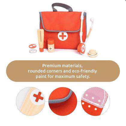 Imagem de Mini de madeira Doctor Kit UMU para crianças com 14 peças de brinquedos médicos