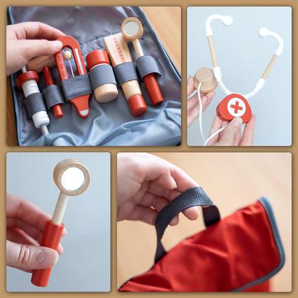 Imagem de Mini de madeira Doctor Kit UMU para crianças com 14 peças de brinquedos médicos