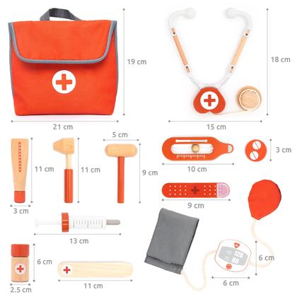 Imagem de Mini de madeira Doctor Kit UMU para crianças com 14 peças de brinquedos médicos