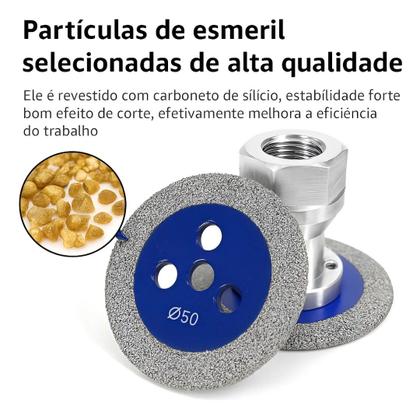 Imagem de Mini Disco Corte Diamantado para Esmerilhadeiras Concreto Porcelanato Mármore 50mm Rosca M14