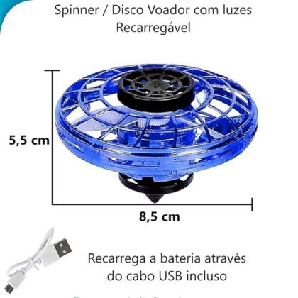 Imagem de Mini disco voador com led spinner recarregável moderno