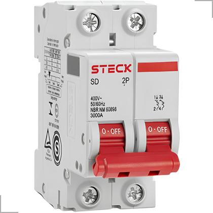 Imagem de Mini Disjuntor 2 Polos Curva C 3kA 400V 63A Steck