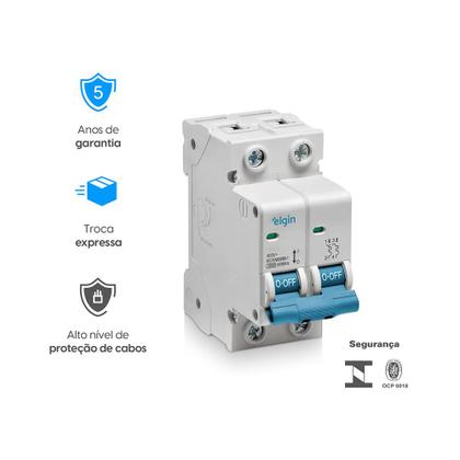 Imagem de Mini Disjuntor Bipolar Curva C MCB 3KA - 2 Polos 32A Bivolt