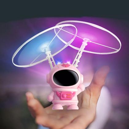 Imagem de Mini Drone Astronauta Voador Boomerang Helice LED Sensor Movimento USB Bateria Recarregavel Entretenimento Resistente Seguro Brincadeira Criança Diver