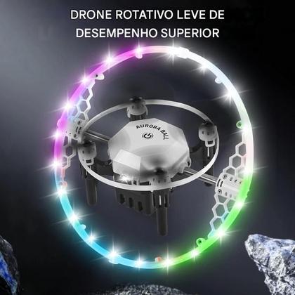 Imagem de Mini Drone Brinquedo Neon Voa de Verdade Luzes LED Aurora Ball Controle Remoto