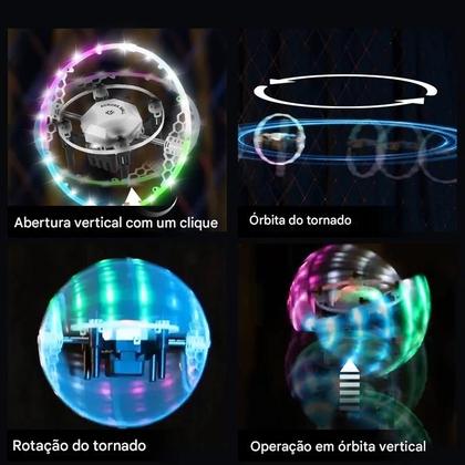 Imagem de Mini Drone Brinquedo Neon Voa de Verdade Luzes LED Aurora Ball Controle Remoto