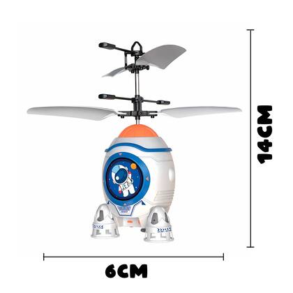 Imagem de Mini Drone Foguete Infantil Com Controle Por Sensor De Aproximação E Luz De Voo