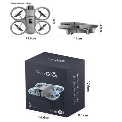 Imagem de Mini Drone GT3  Câmera HD Aérea, Posicionamento Óptico, Desvio de Obstáculos, 2 Baterias