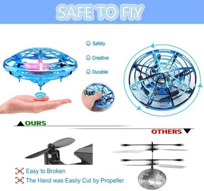 Imagem de Mini Drone operado à mão para crianças Brinquedos voadores com luzes LED Aeronave livre de mão com brinquedos UFO recarregáveis USB para meninos e meninas