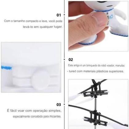 Imagem de Mini Drone Robô Helicóptero Voador Infravermelho Brinquedo Luzes LED Recarregavél